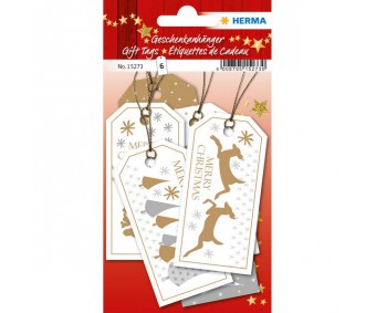 Kingipaki etiketid Herma, 6 tk - jõulud, valge-kuld-hõbe